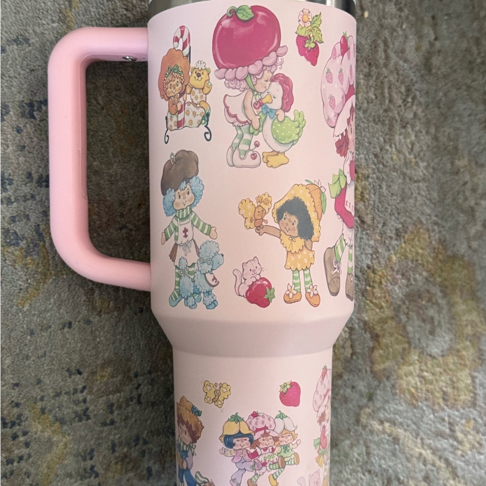 Strawberry Shortcake Pink Kids Tumbler - Cute Strawberry Design - Picture 3 of 3